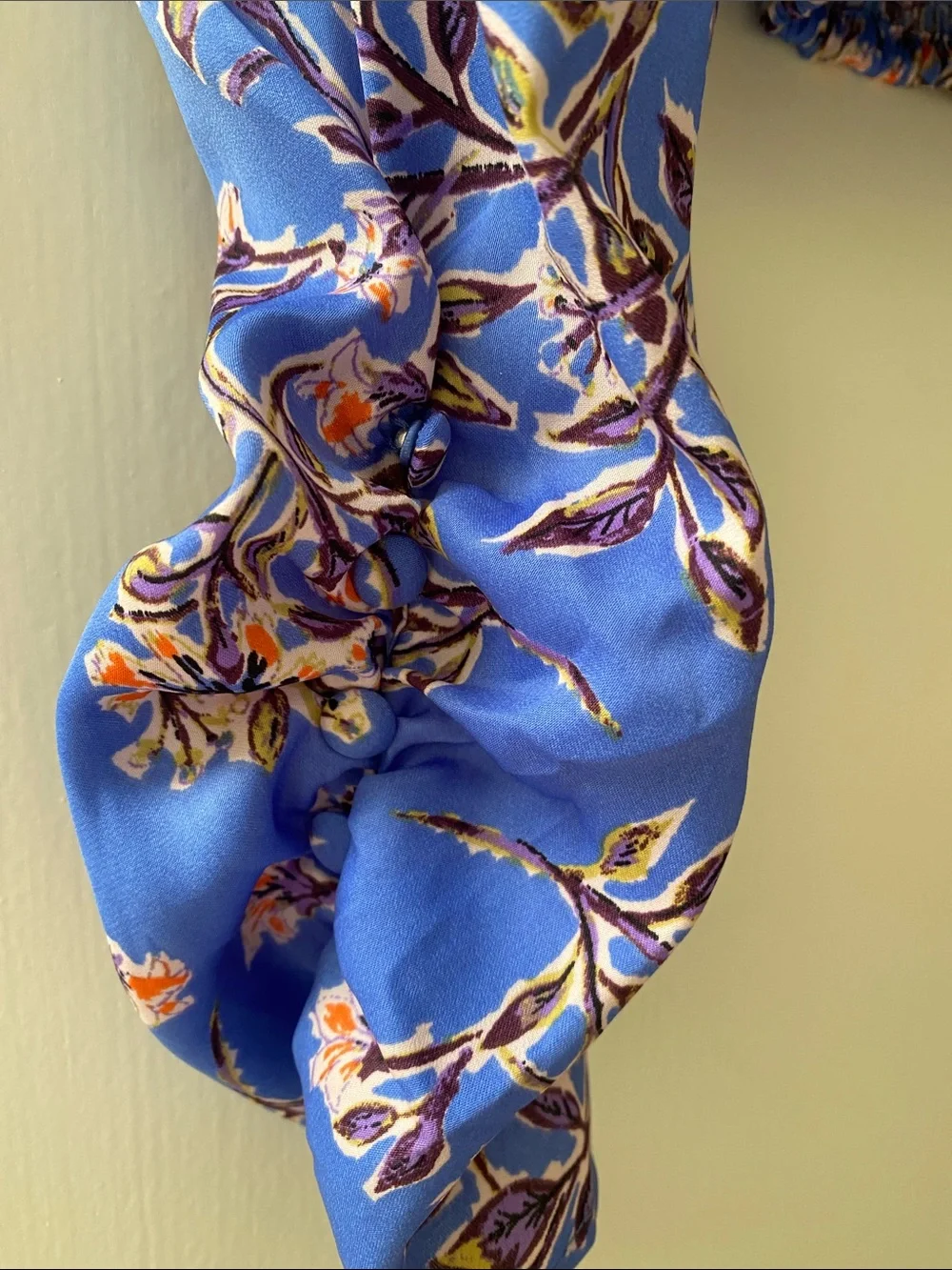 Free People Blue Floral Smocked-Waist Blouse